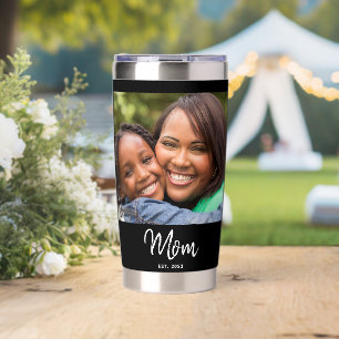 Mom Established Script Black Photo Insulated Tumbler