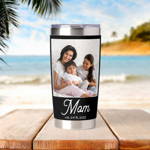 Mom Established Script Black Photo Insulated Tumbler