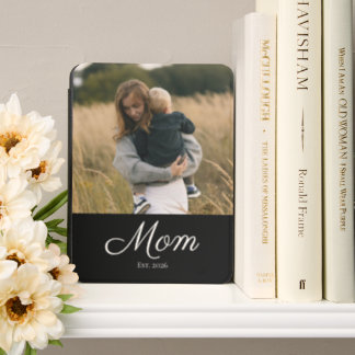 Mom Established Script Black Photo Kindle Cover