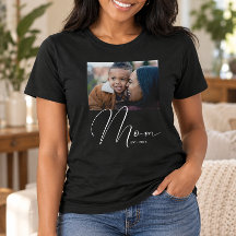 Mom Established Script Black Photo New Mom