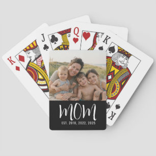 Mom Established Script Black Photo  Poker Cards