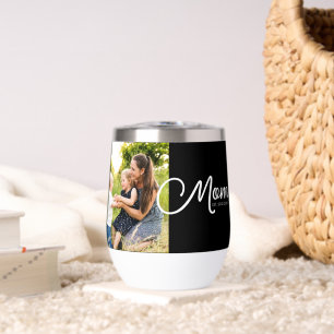 Mom Established Script Black Photo Thermal Wine Tumbler