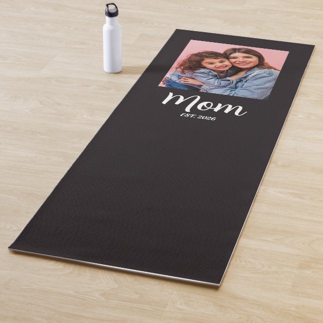 Mom Established Script Black Photo  Yoga Mat (In Situ)