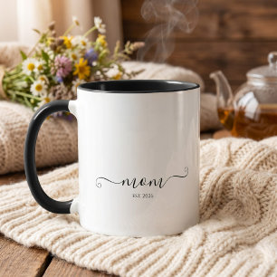Mom Established Script CCustom Year Mother Mug