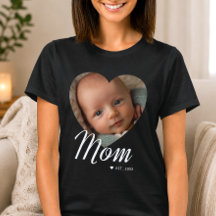 Mom Established Script Heart Photo Black