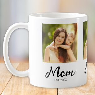 Mom Established Script Photo Coffee Mug