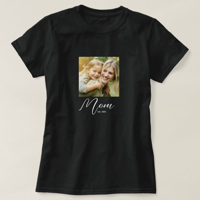 Mom Established Script Photo T-Shirt (Design Front)