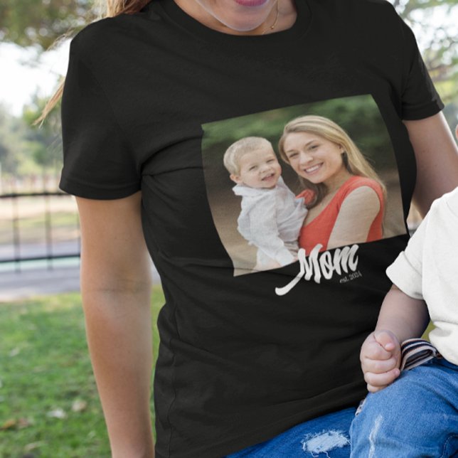 Mom Established Script Photo  T-Shirt (Creator Uploaded)