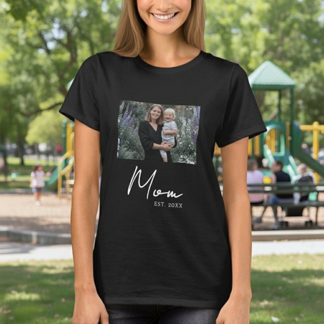 Mom Established Script Photo T-Shirt (Creator Uploaded)
