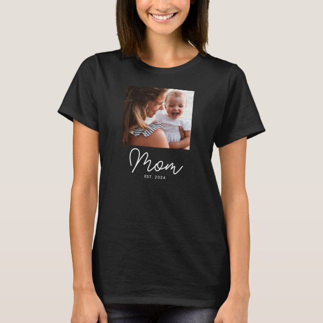 Mom Established Script Photo T-Shirt (Front)
