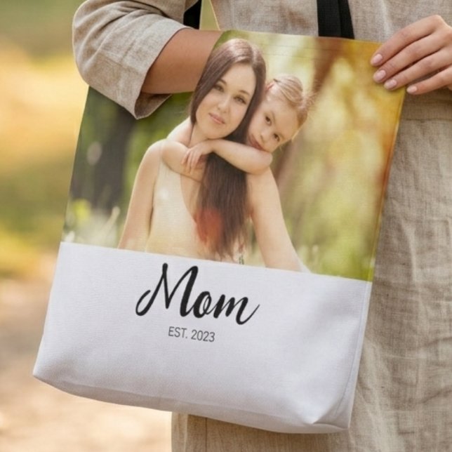 Mom Established Script Photo  Tote Bag (Creator Uploaded)