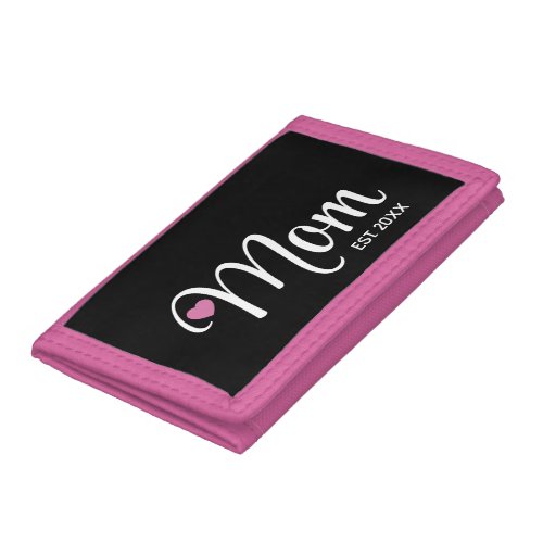 Mom Established Simple Script New Mom Gift Trifold Wallet