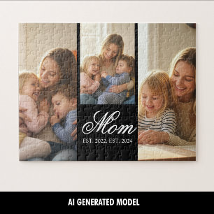 Mom Established Three Photo Family Moments Jigsaw Puzzle