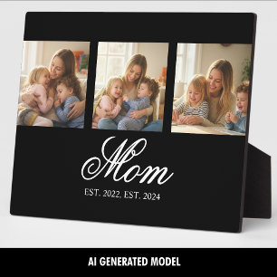 Mom Established Three Photo Family Story Plaque