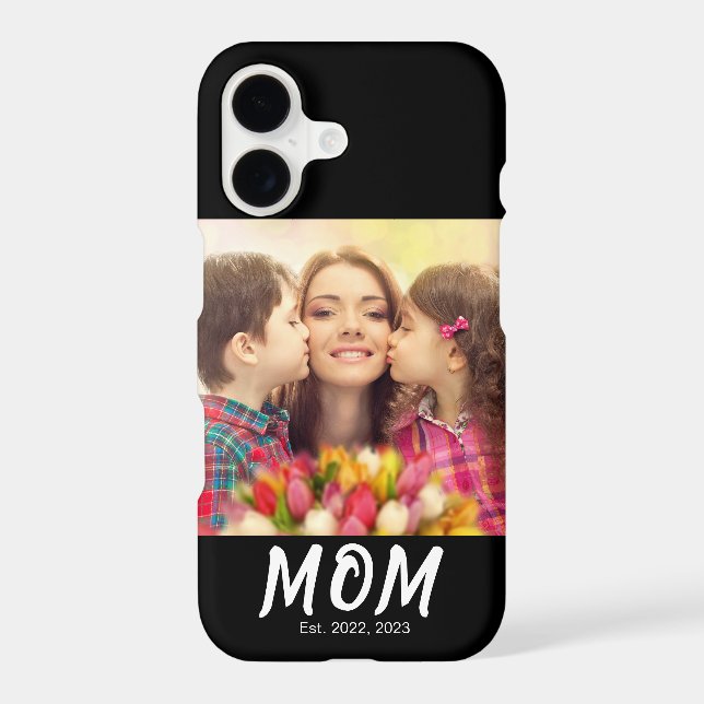 Mom Established Typography Black Photo iPhone Case (Back)