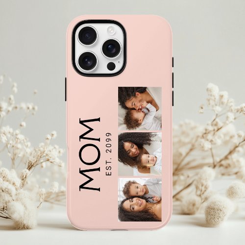 Mom Established Typography Blush Pink 3 Photo iPhone 16 Pro Case