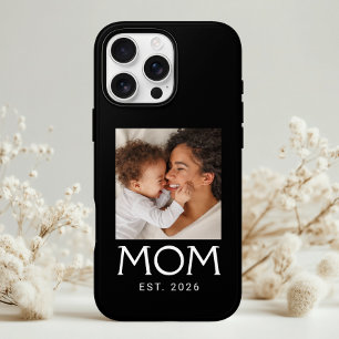 Mom Established Typography Photo Black iPhone 16 Case