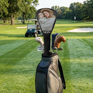 Mom Established White Typography Photo Gift Golf Head Cover