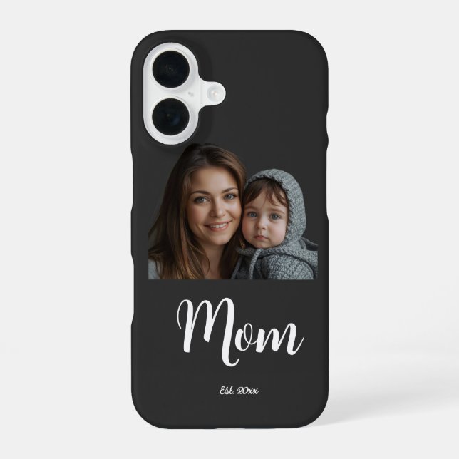 Mom Established Year Black Modern Script  iPhone Case (Back)