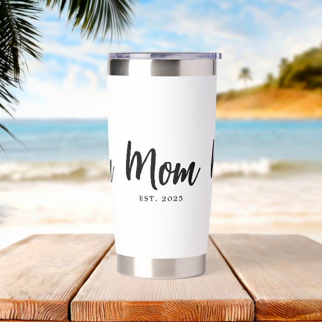 Mom Established Year New Mother Gift Insulated Tumbler (Beach)