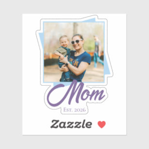 Mom Established Year with Custom Photo Sticker