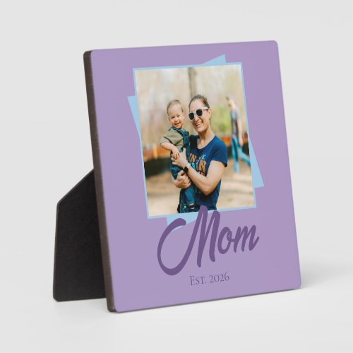 Mom Established Year with Photo Plaque