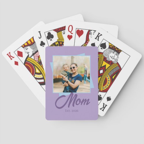 Mom Established Year with Photo Poker Cards