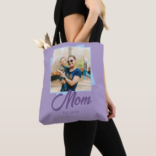 Mom Established Year with Photo Tote Bag
