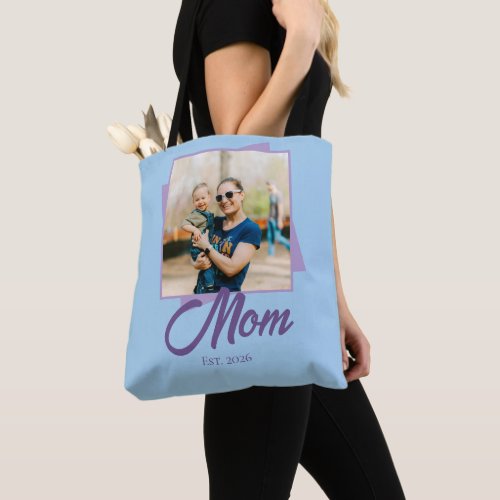 Mom Established Year with Photo Tote Bag