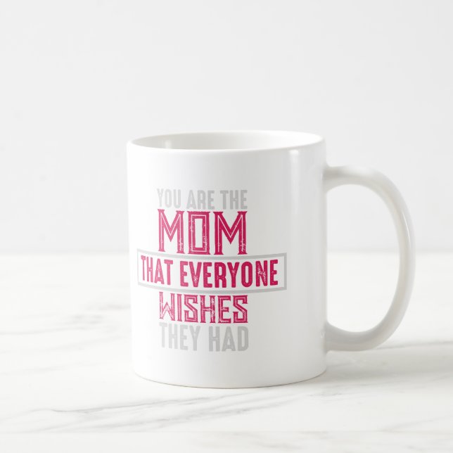 Mom Everyone Wishes Hearts Pattern Pink Typography Coffee Mug (Right)