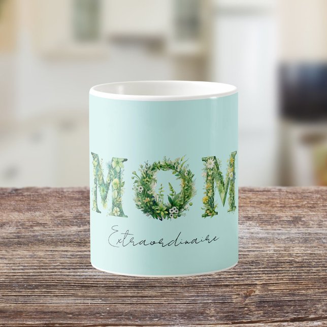 Mom Extraordinaire Floral Typography Coffee Mug (Creator Uploaded)