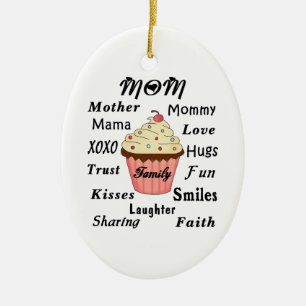 Mom Family Cupcake Ceramic Ornament
