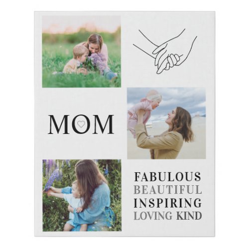 Mom Family Photo Collage Modern Faux Canvas Print