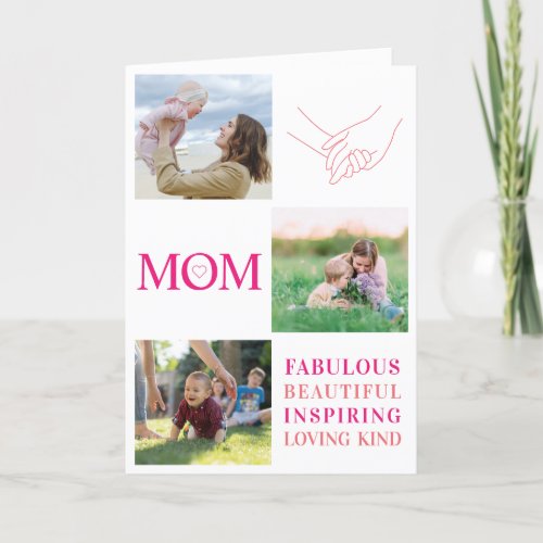 Mom Family Photo Collage Modern Typography Card
