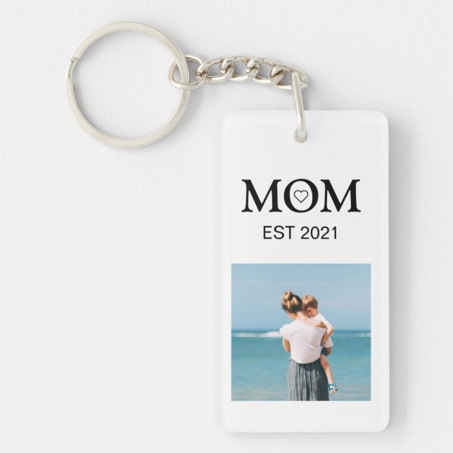 Mom Family Photo Collage Personalized Keychain (Front)