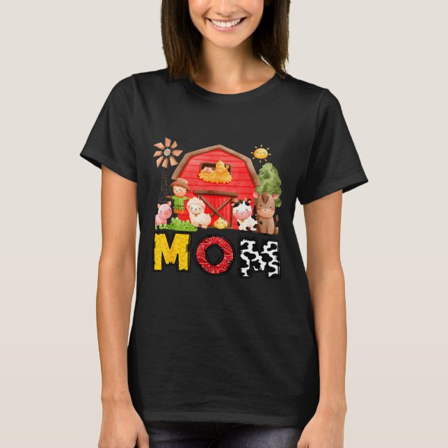 Mom Farm Cow Birthday Boy Matching Family Matching T-Shirt (Front)