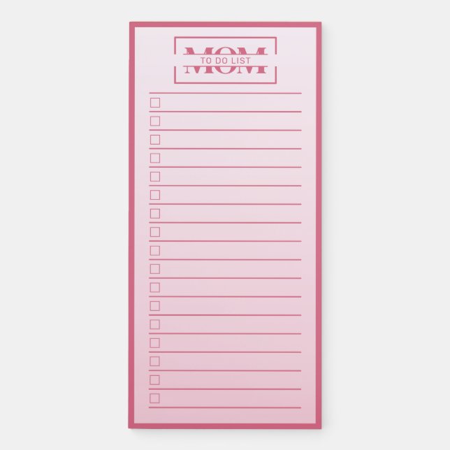 Mom Feminine Blush Pink To Do List Magnet Magnetic Notepad (Front)