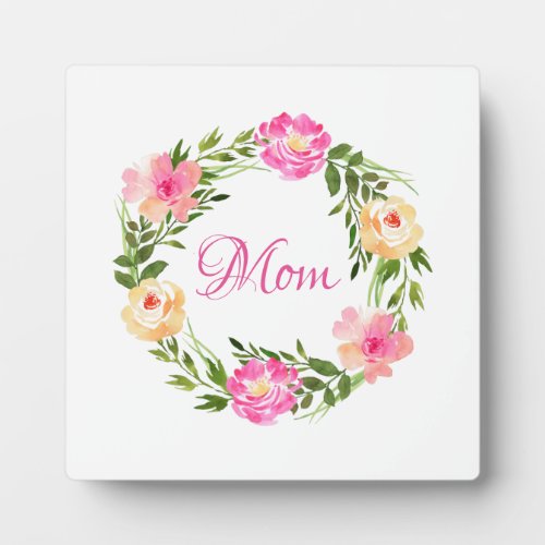 Mom Feminine Floral Mum Personalized Watercolor Plaque