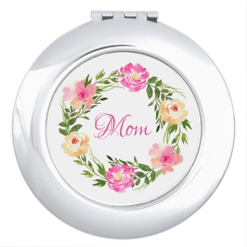 Mom Feminine Floral Mum Personalized Watercolor Vanity Mirror