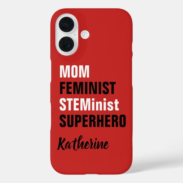 Mom Feminist STEM Superhero Name Template Case-Mate iPhone Case (Back)