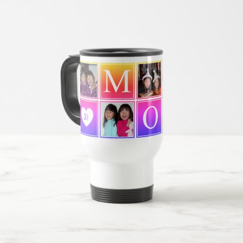 Mom Five Photo Custom Ombre Collage  Travel Mug
