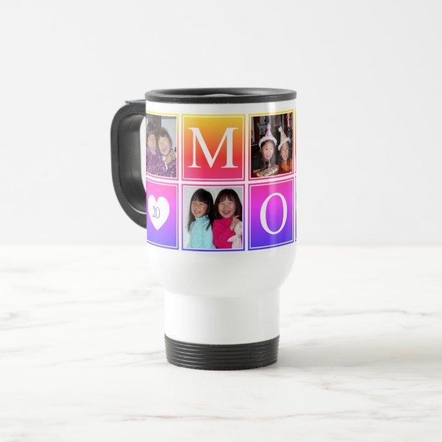 Mom Five Photo Custom Ombre Collage  Travel Mug (Front Left)