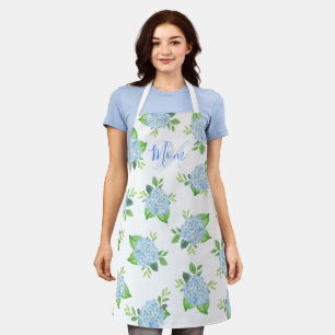 Mom Floral Blue Hydrangea Watercolor Modern Apron