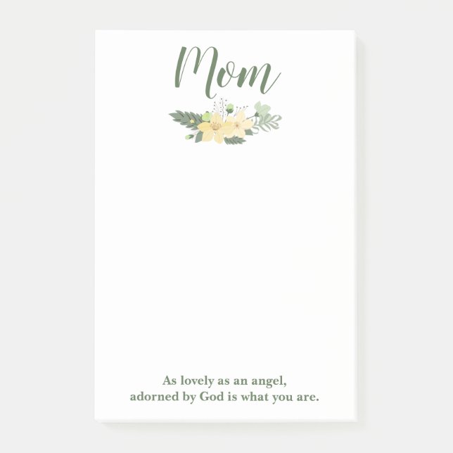 Mom floral green and white post-it notes (Front)