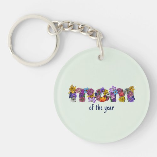 Mom _ Floral Letters Keychain