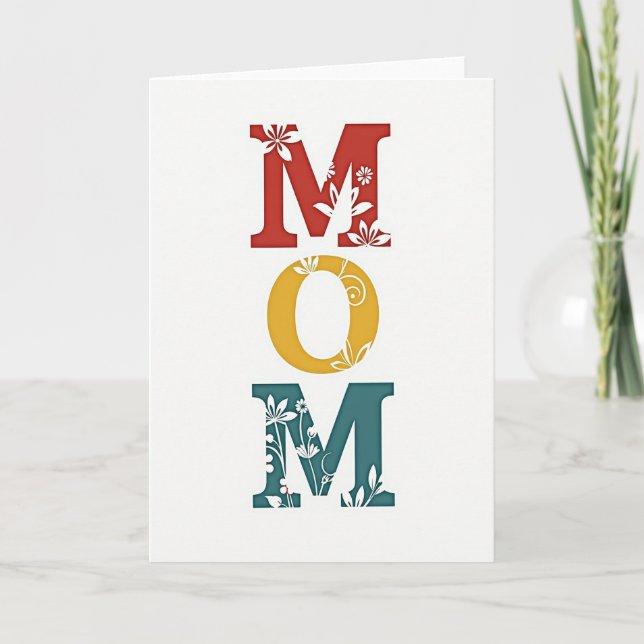 Mom Floral Letters Message Card (Front)