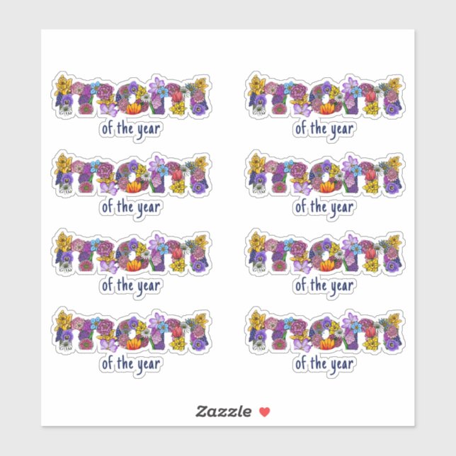 Mom- Floral Letters Sticker (Sheet)
