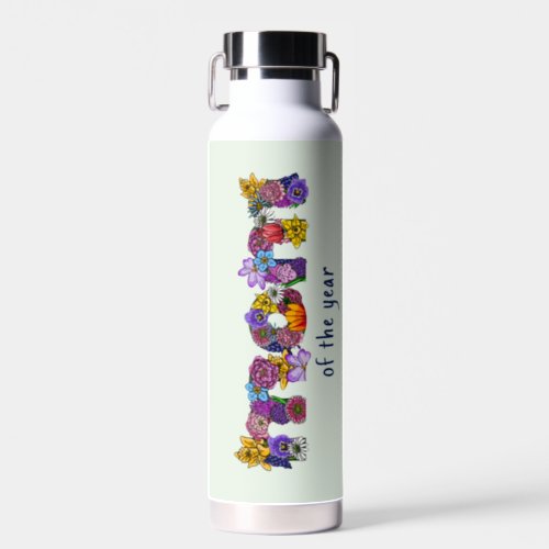 Mom _ Floral Letters Water Bottle