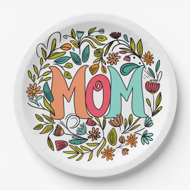 Mom Floral Paper Plate (Front)