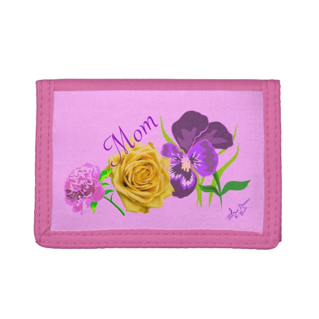 Mom Floral Pink Trifold Wallet (Front)